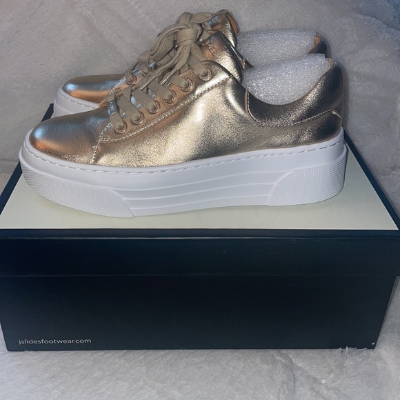NWT J/SLIDES AMANDA Gold Leather - Picture 9 of 15